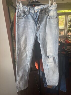 Moussy Light Blue Slim Straight Distressed Jeans